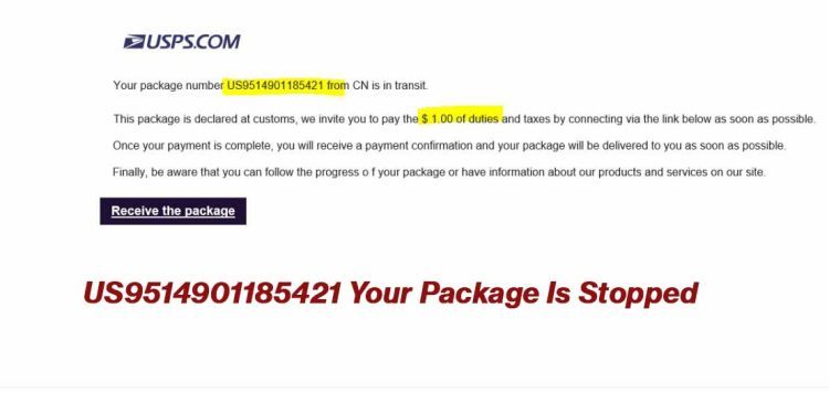 US9514901185421 Your Package Is Stopped