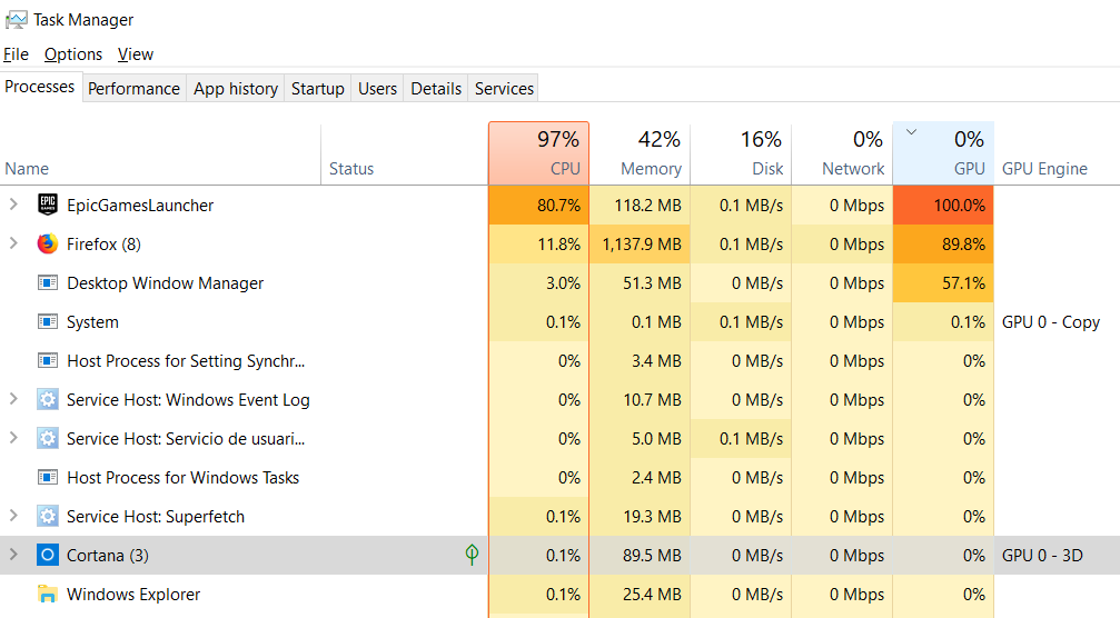 high cpu usage