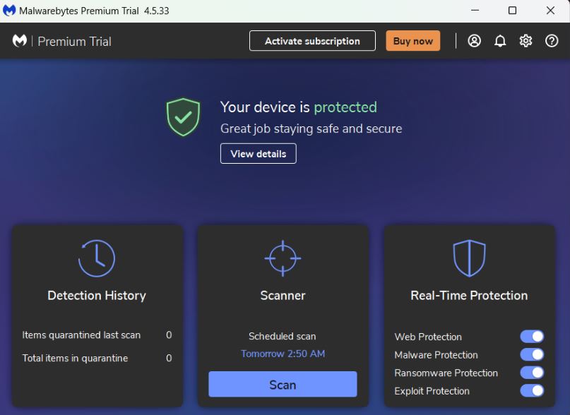 use malwarebytes to Remove Jucydate Pop-up