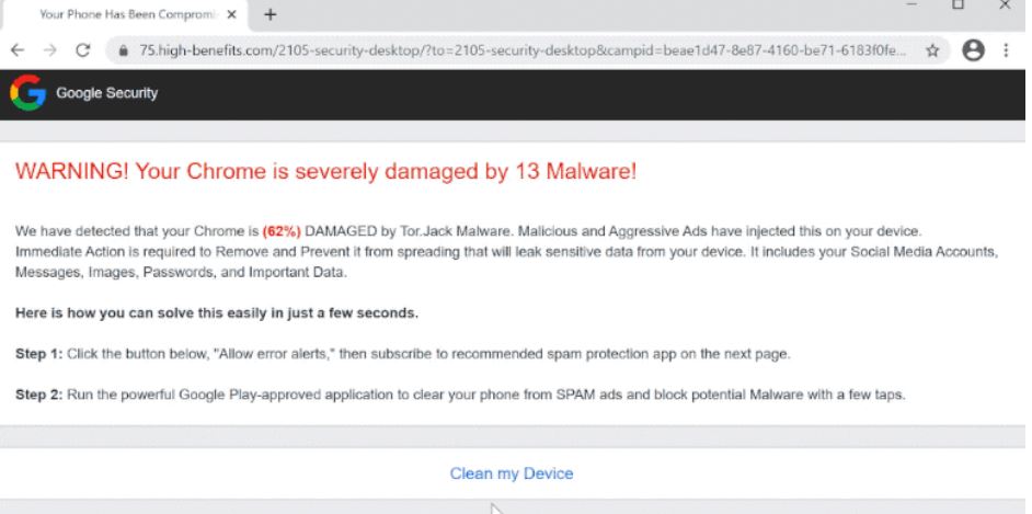 Your Chrome Is Severely Damaged by Tor.Jack Malware