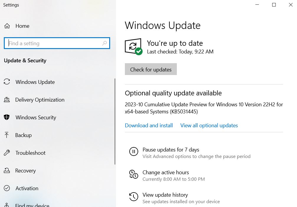 update windows 
