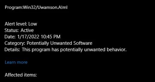 How to Remove Win32/Uwamson.A!ml Virus 