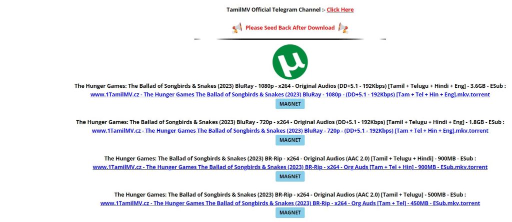 download movies from Tamilmv proxy with the help of uTorrent or BitTorrent